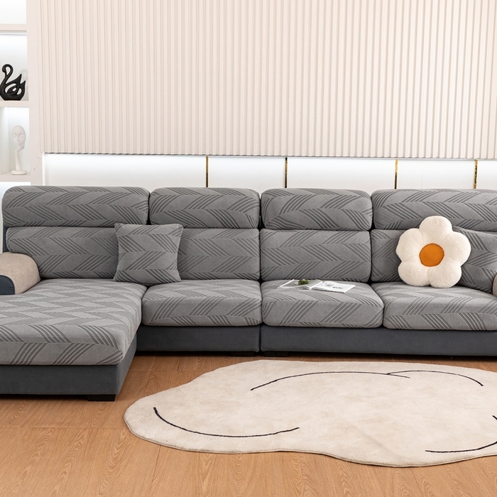 91家纺网 家纺一手货源 找家纺 沐沐 2026新款菱梵提花沙发笠 菱梵-金属灰