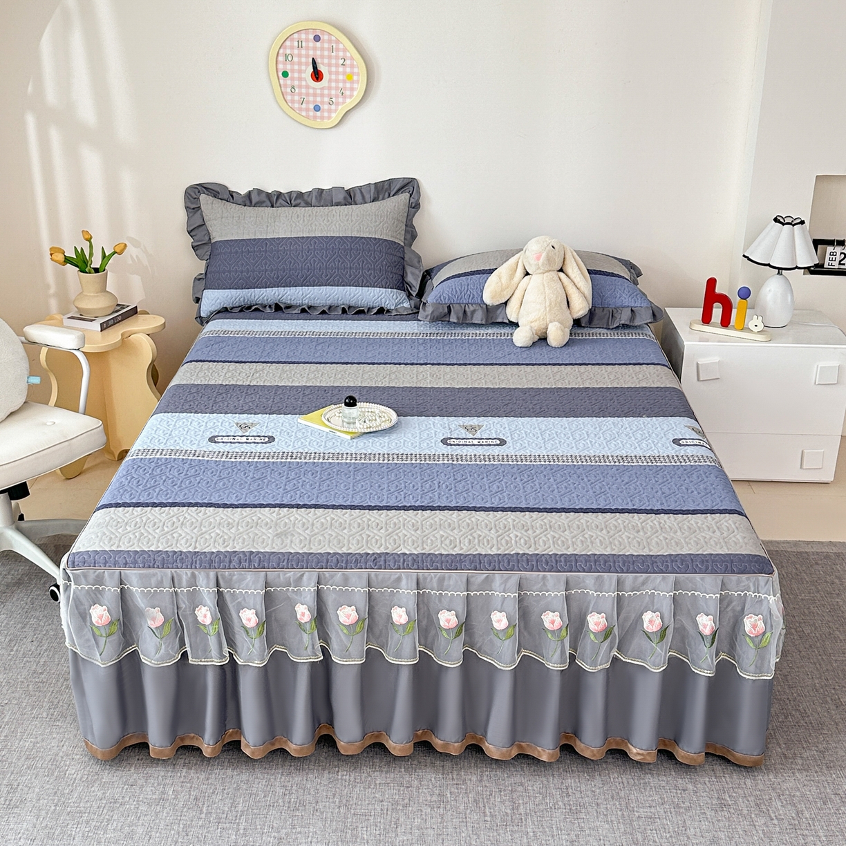 91家纺网 家纺一手货源 找家纺 （总）手艺人家纺 2025新款全棉纯棉绗缝单床裙C02-C15 床裙单件