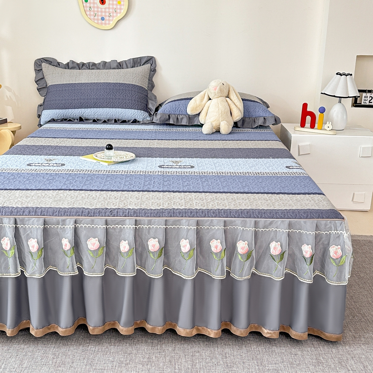 91家纺网 家纺一手货源 找家纺 （总）手艺人家纺 2025新款全棉纯棉绗缝单床裙C02-C15 床裙单件