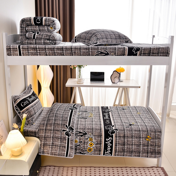 缘莉娜家纺 2025新款牛奶绒印花学生宿舍三件套上下铺三件套 一路相伴