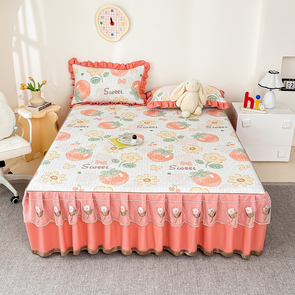 91家纺网 家纺一手货源 找家纺 （总）手艺人家纺 2025新款全棉纯棉绗缝单床裙C02-C15 床裙单件