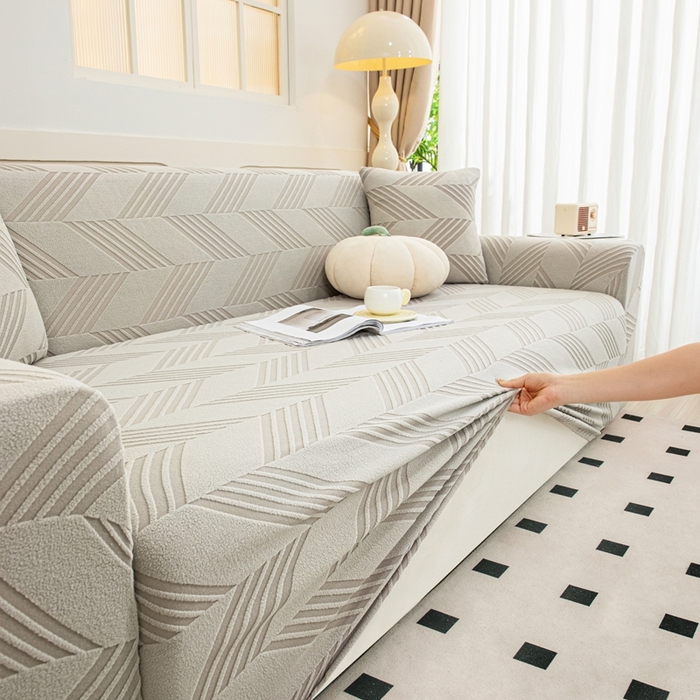 91家纺网 家纺一手货源 找家纺 沐沐 2026新款菱梵沙发套 浅灰