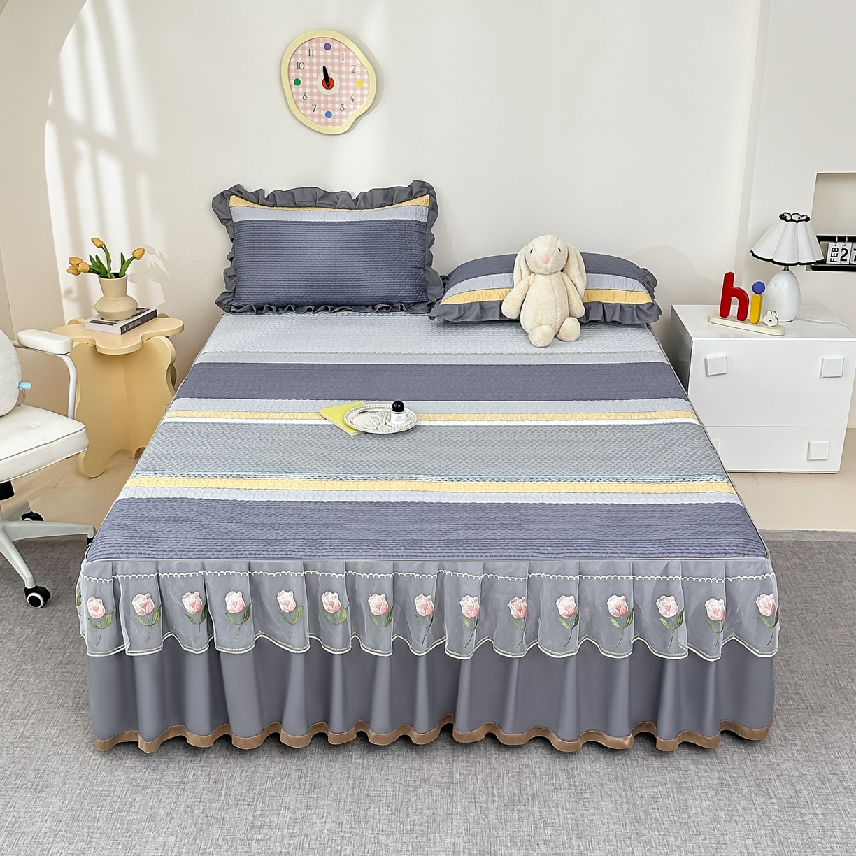 91家纺网 家纺一手货源 找家纺 （总）手艺人家纺 2025新款全棉纯棉绗缝单床裙C02-C15 床裙单件