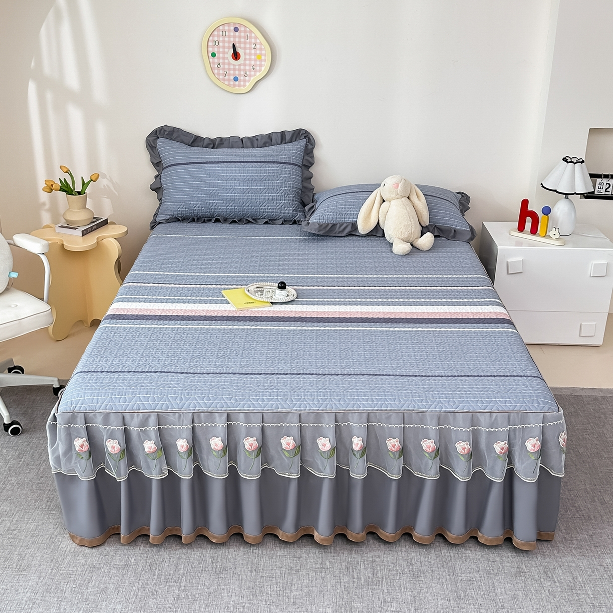 91家纺网 家纺一手货源 找家纺 （总）手艺人家纺 2025新款全棉纯棉绗缝单床裙C02-C15 床裙单件