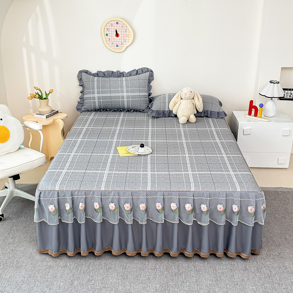 91家纺网 家纺一手货源 找家纺 （总）手艺人家纺 2025新款全棉纯棉绗缝单床裙C02-C15 床裙单件