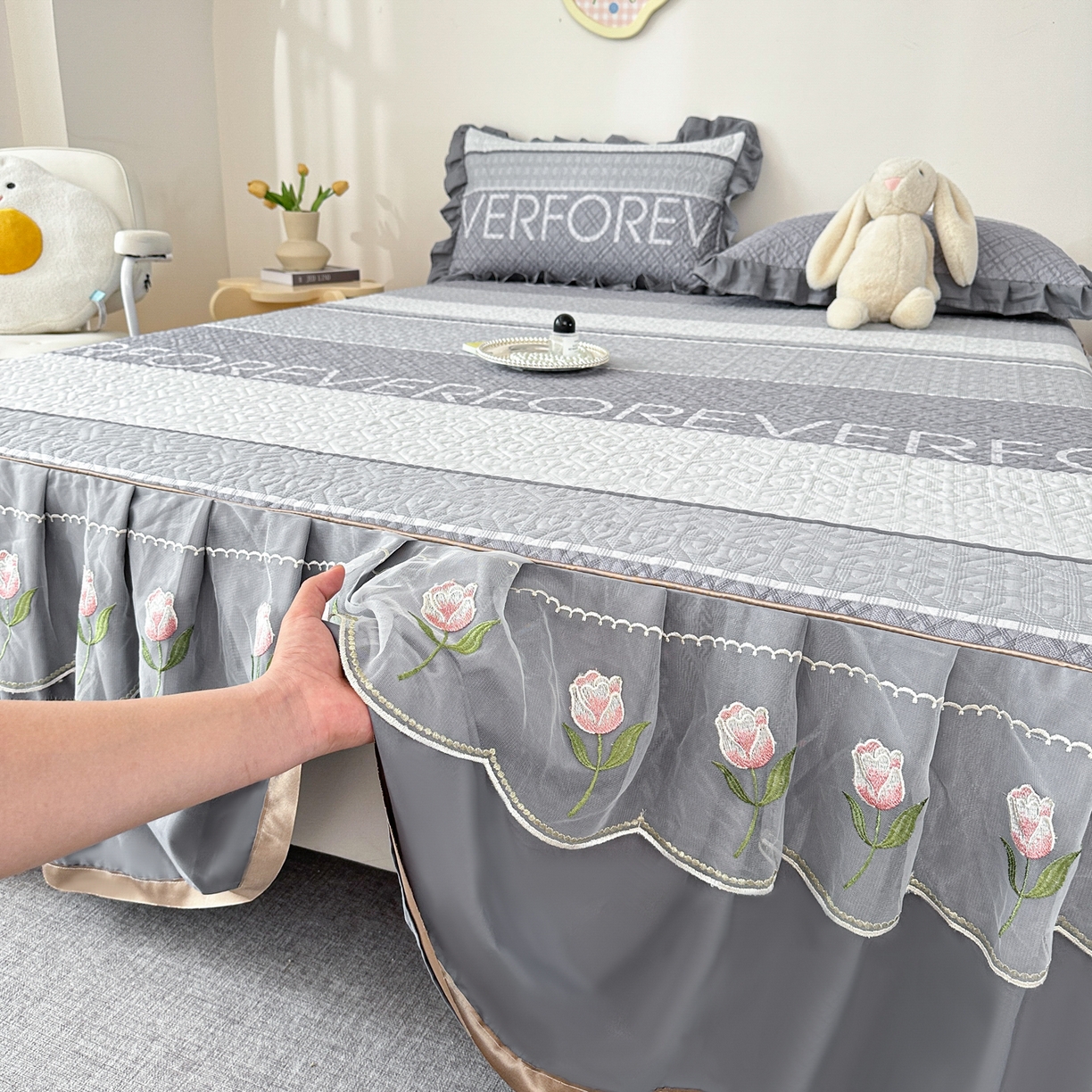 91家纺网 家纺一手货源 找家纺 手艺人家纺 2025新款全棉纯棉绗缝单床裙C02-C15 床裙单件 床裙C03