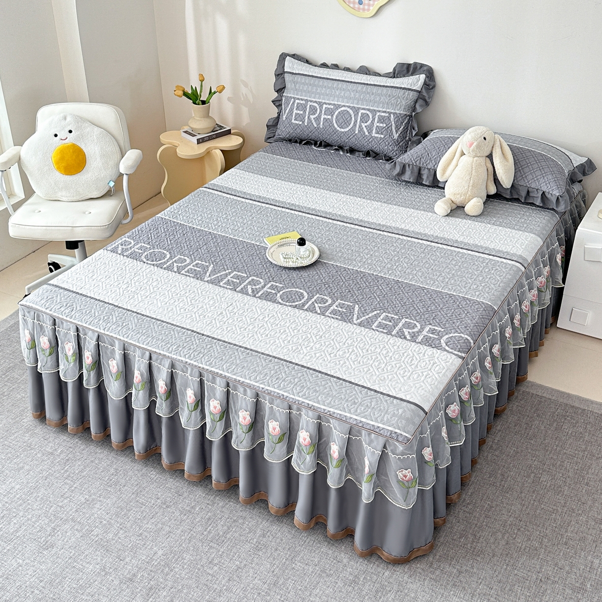 91家纺网 家纺一手货源 找家纺 手艺人家纺 2025新款全棉纯棉绗缝单床裙C02-C15 床裙单件 床裙C03