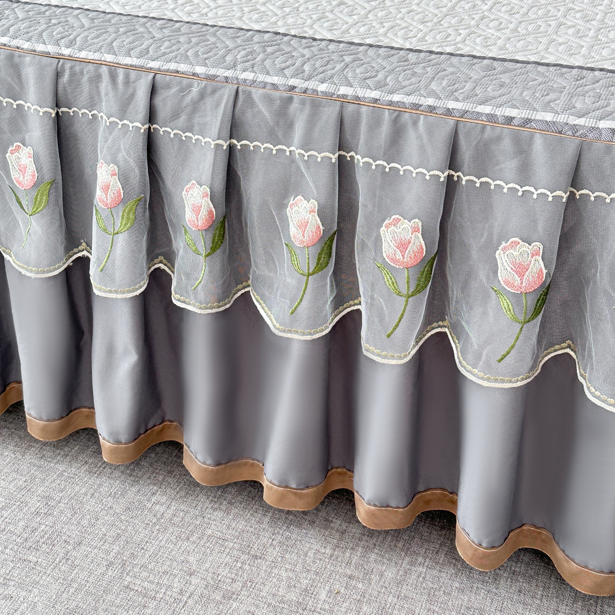 91家纺网 家纺一手货源 找家纺 手艺人家纺 2025新款全棉纯棉绗缝单床裙C02-C15 床裙单件 床裙C03