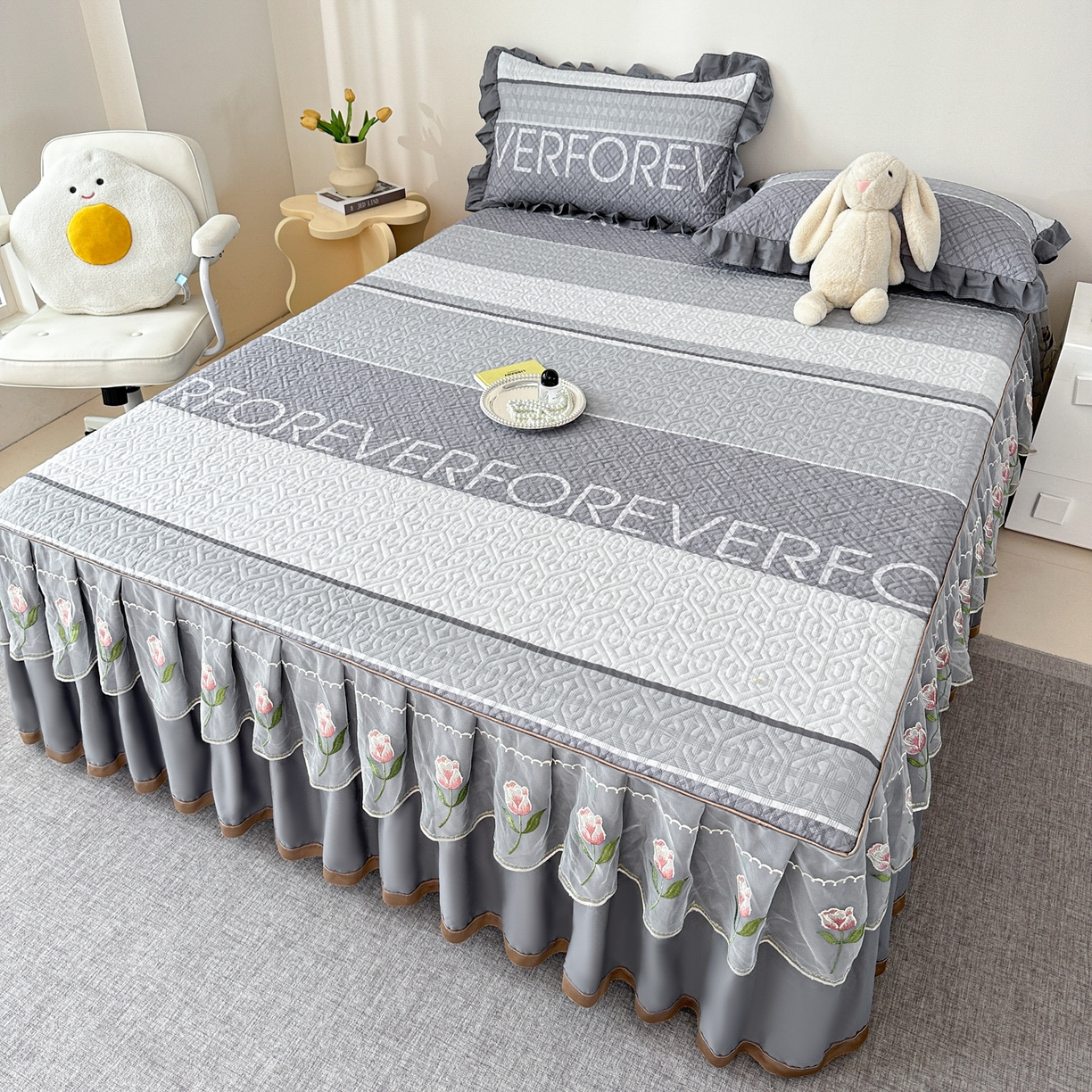 91家纺网 家纺一手货源 找家纺 手艺人家纺 2025新款全棉纯棉绗缝单床裙C02-C15 床裙单件 床裙C03