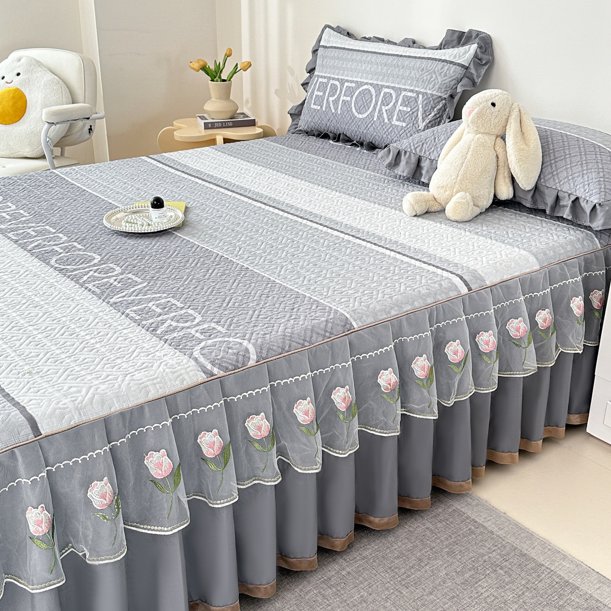 91家纺网 家纺一手货源 找家纺 手艺人家纺 2025新款全棉纯棉绗缝单床裙C02-C15 床裙单件 床裙C03