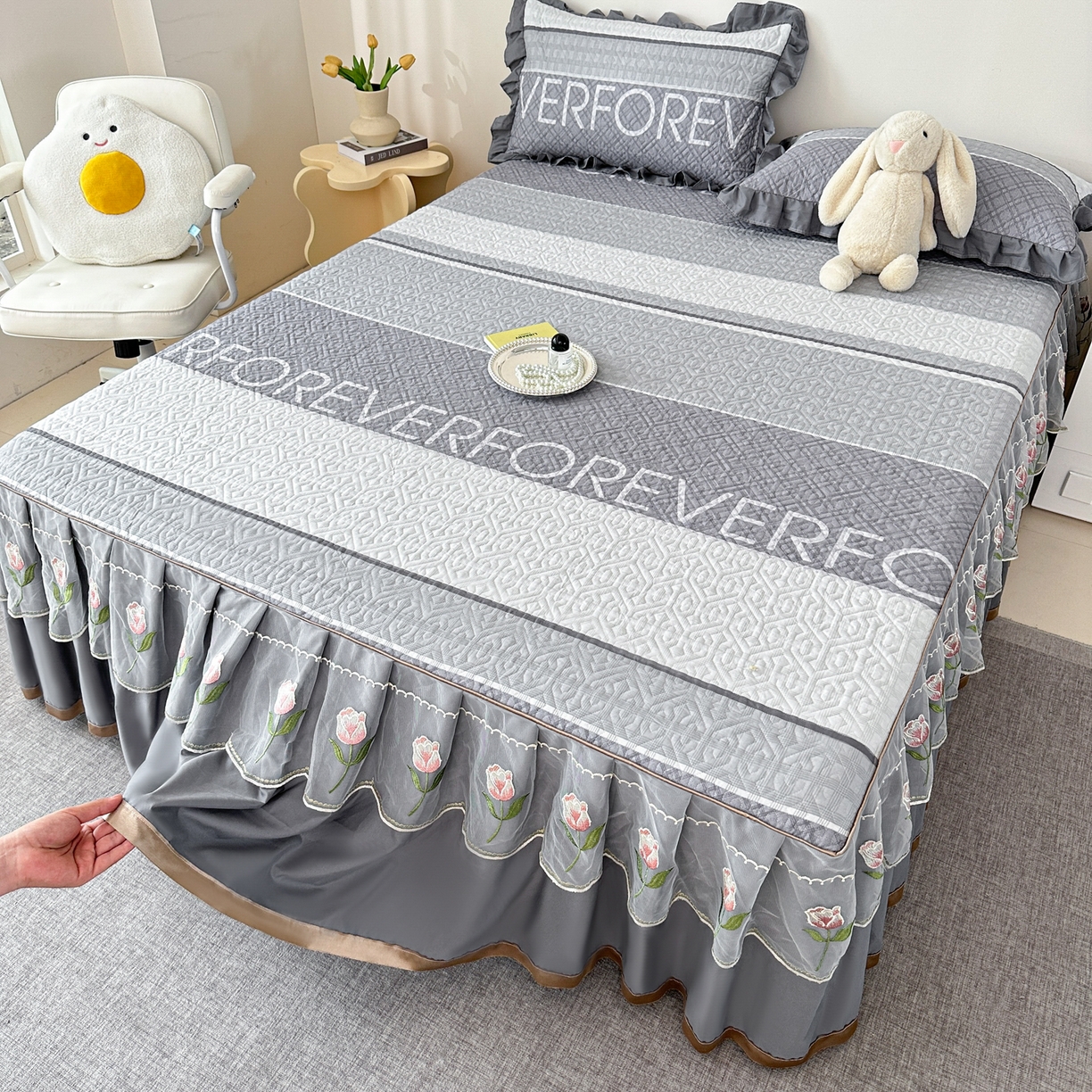 91家纺网 家纺一手货源 找家纺 手艺人家纺 2025新款全棉纯棉绗缝单床裙C02-C15 床裙单件 床裙C03