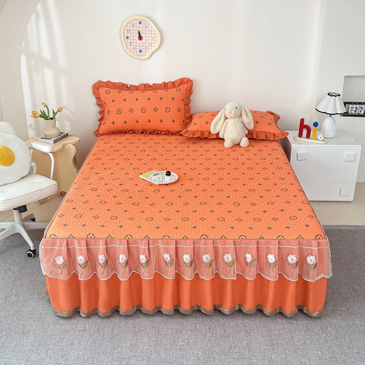 91家纺网 家纺一手货源 找家纺 手艺人家纺 2025新款全棉纯棉绗缝单床裙C02-C15 床裙单件 床裙C05