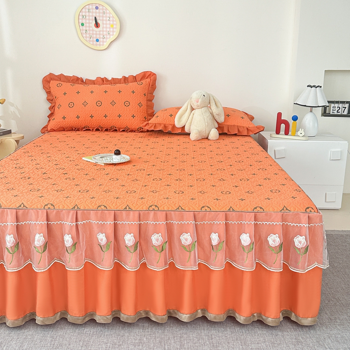 91家纺网 家纺一手货源 找家纺 手艺人家纺 2025新款全棉纯棉绗缝单床裙C02-C15 床裙单件 床裙C05