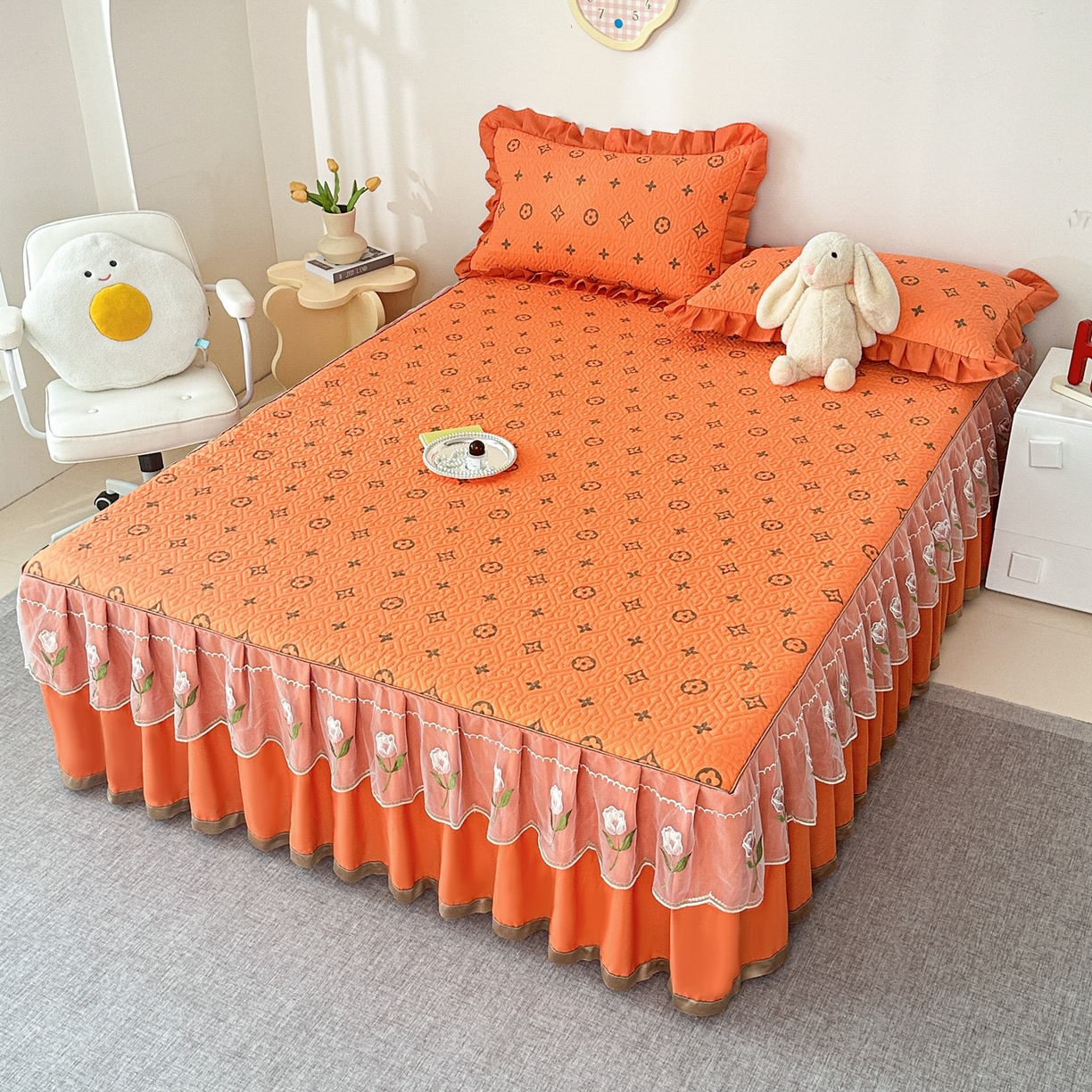 91家纺网 家纺一手货源 找家纺 手艺人家纺 2025新款全棉纯棉绗缝单床裙C02-C15 床裙单件 床裙C05