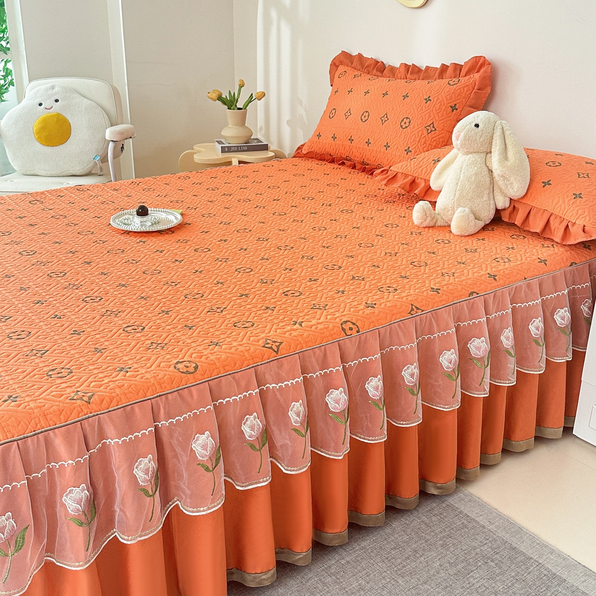 91家纺网 家纺一手货源 找家纺 手艺人家纺 2025新款全棉纯棉绗缝单床裙C02-C15 床裙单件 床裙C05