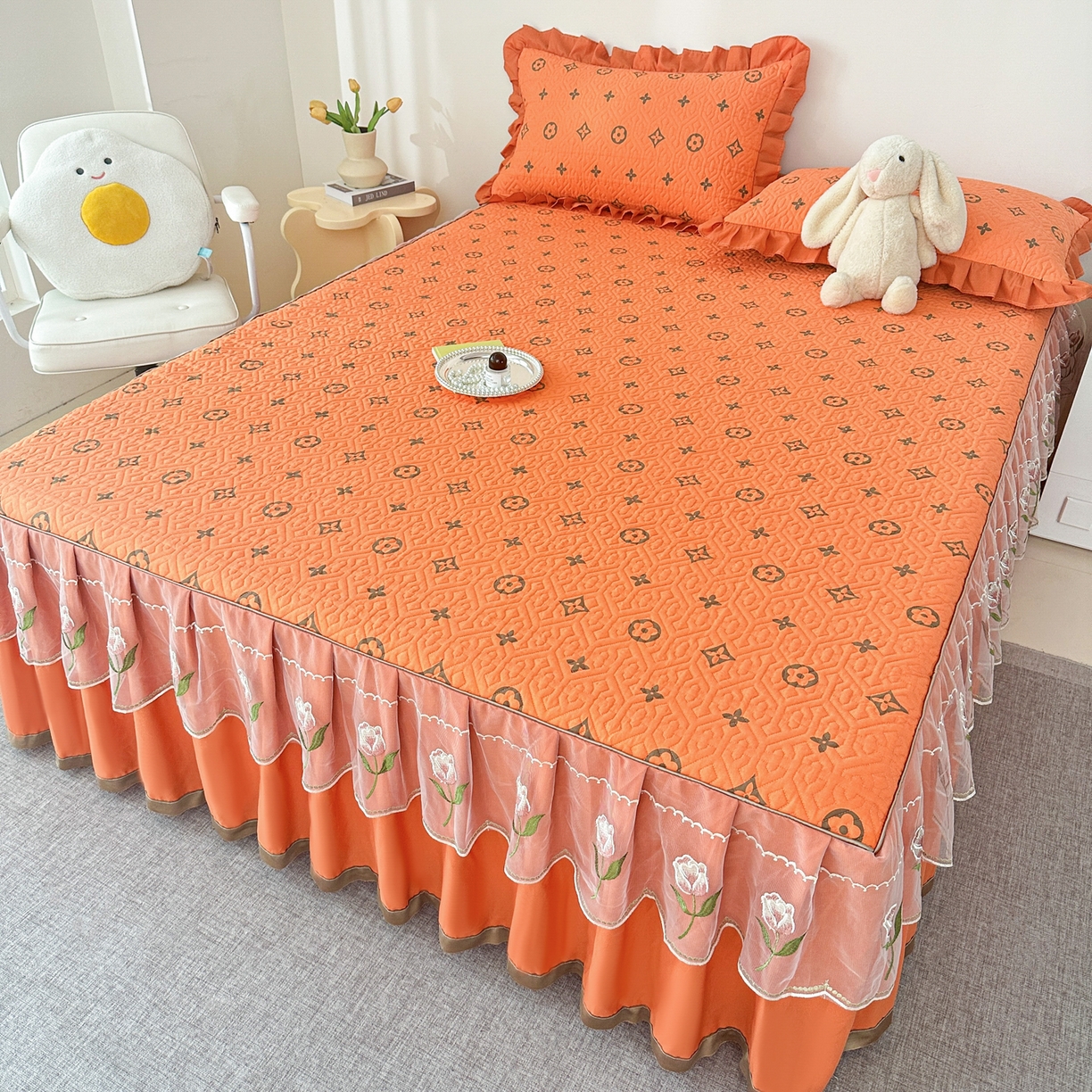 91家纺网 家纺一手货源 找家纺 手艺人家纺 2025新款全棉纯棉绗缝单床裙C02-C15 床裙单件 床裙C05