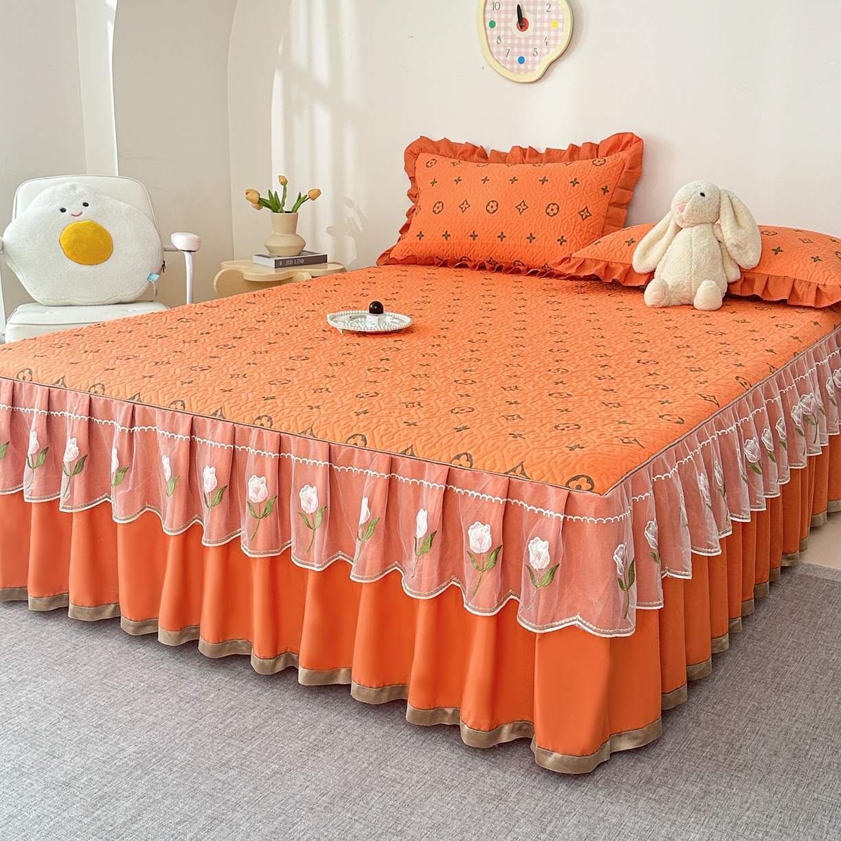 91家纺网 家纺一手货源 找家纺 手艺人家纺 2025新款全棉纯棉绗缝单床裙C02-C15 床裙单件 床裙C05