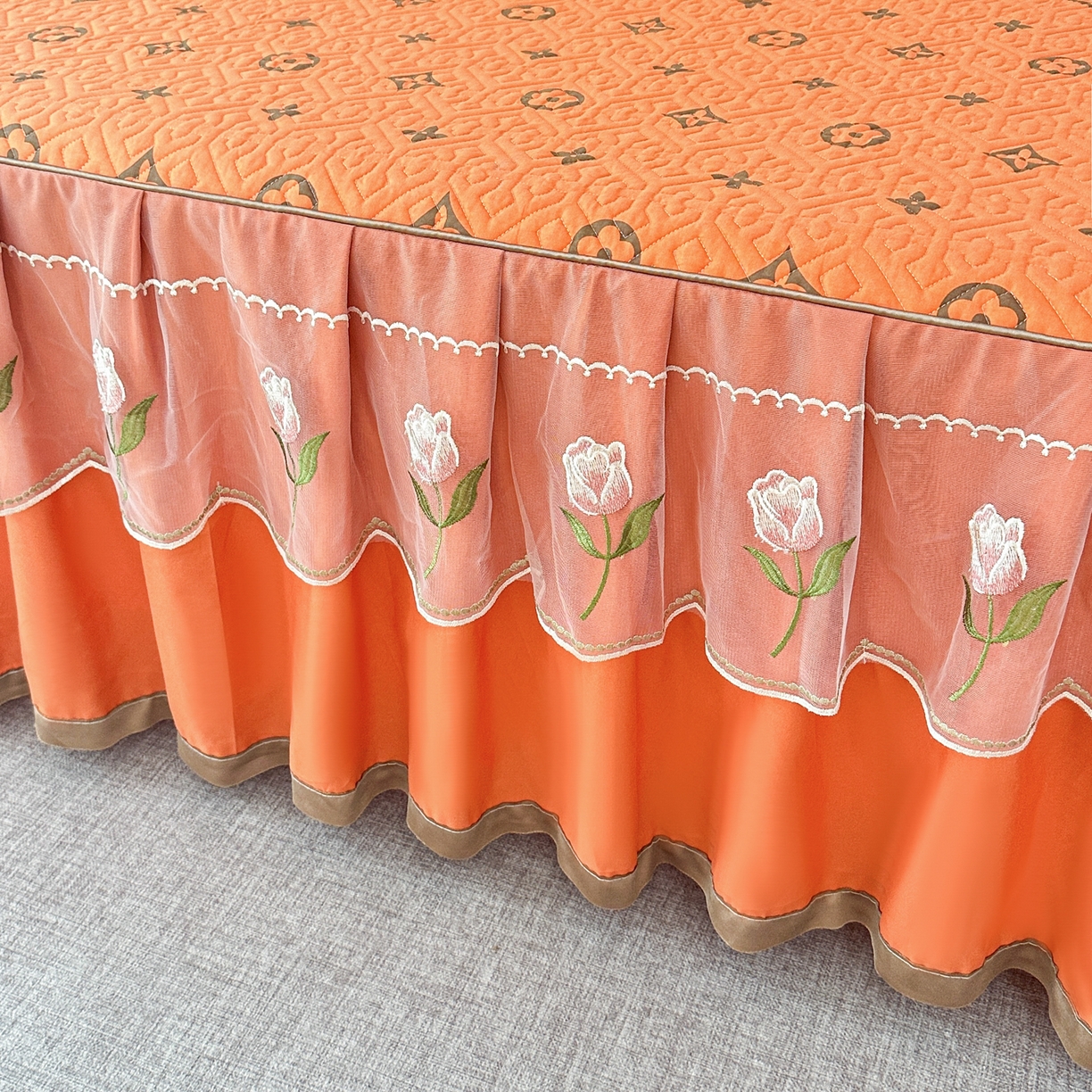 91家纺网 家纺一手货源 找家纺 手艺人家纺 2025新款全棉纯棉绗缝单床裙C02-C15 床裙单件 床裙C05