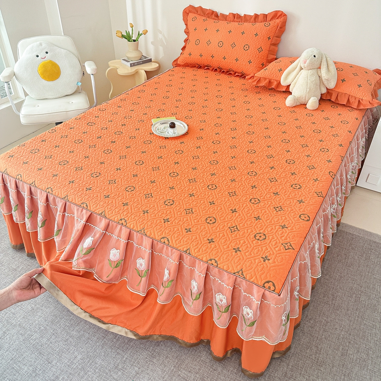 91家纺网 家纺一手货源 找家纺 手艺人家纺 2025新款全棉纯棉绗缝单床裙C02-C15 床裙单件 床裙C05