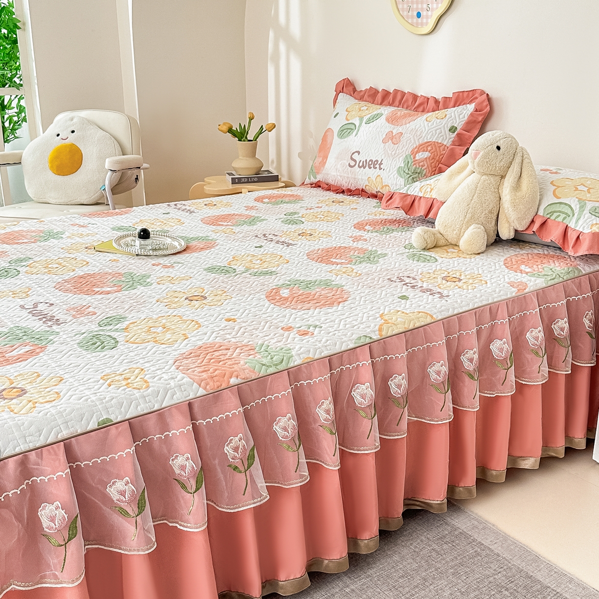 91家纺网 家纺一手货源 找家纺 手艺人家纺 2025新款全棉纯棉绗缝单床裙C02-C15 床裙单件 床裙C06