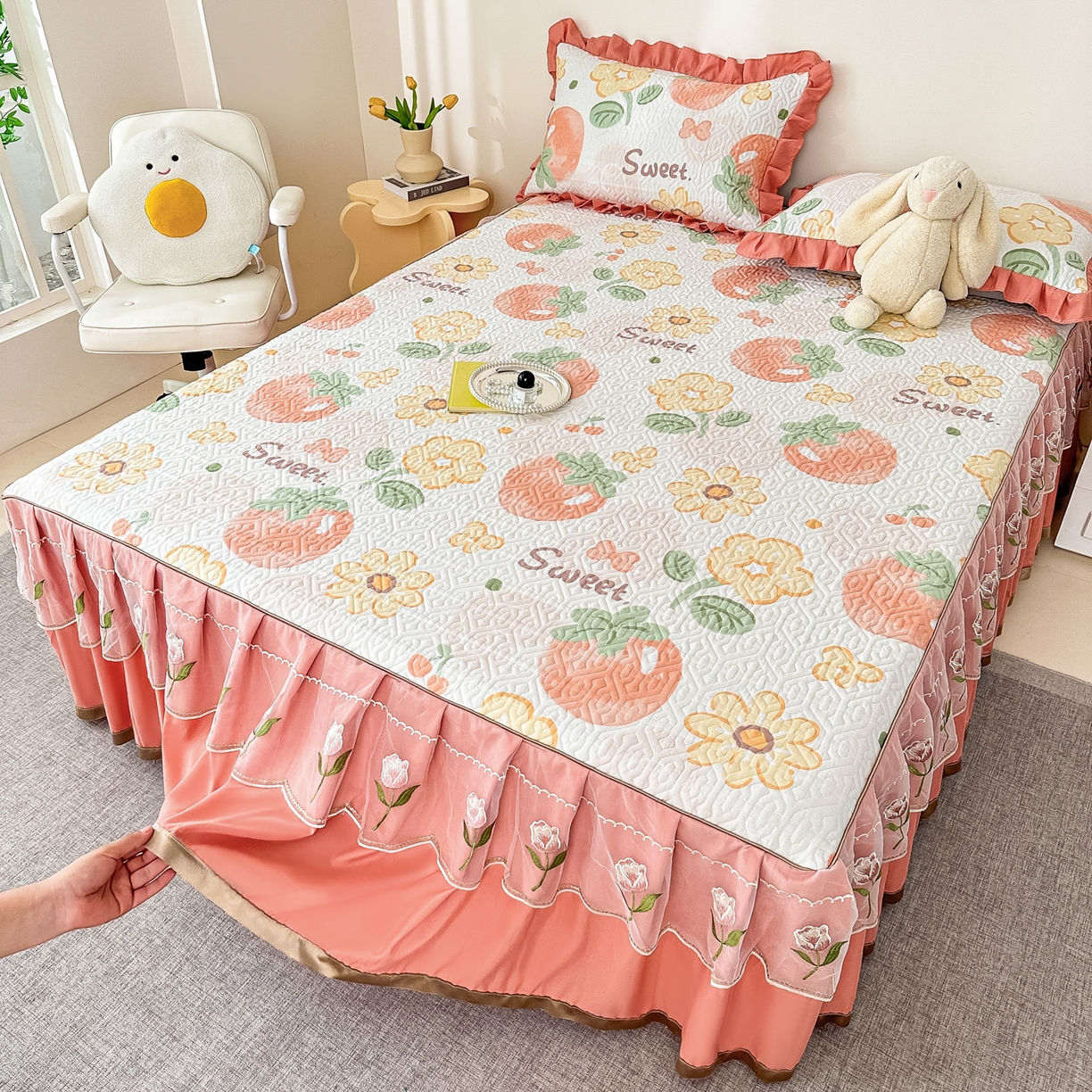 91家纺网 家纺一手货源 找家纺 手艺人家纺 2025新款全棉纯棉绗缝单床裙C02-C15 床裙单件 床裙C06