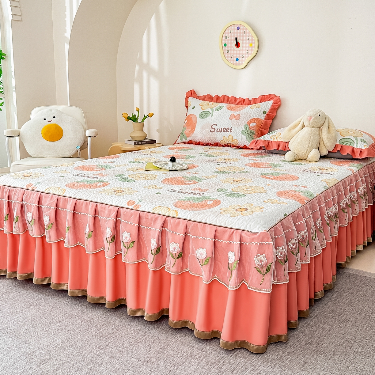 91家纺网 家纺一手货源 找家纺 手艺人家纺 2025新款全棉纯棉绗缝单床裙C02-C15 床裙单件 床裙C06