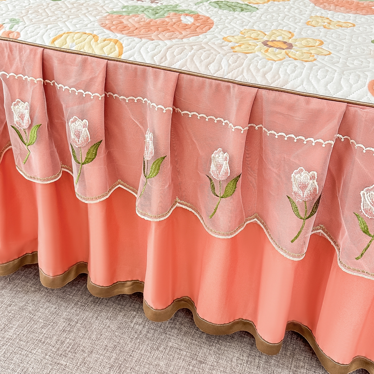 91家纺网 家纺一手货源 找家纺 手艺人家纺 2025新款全棉纯棉绗缝单床裙C02-C15 床裙单件 床裙C06