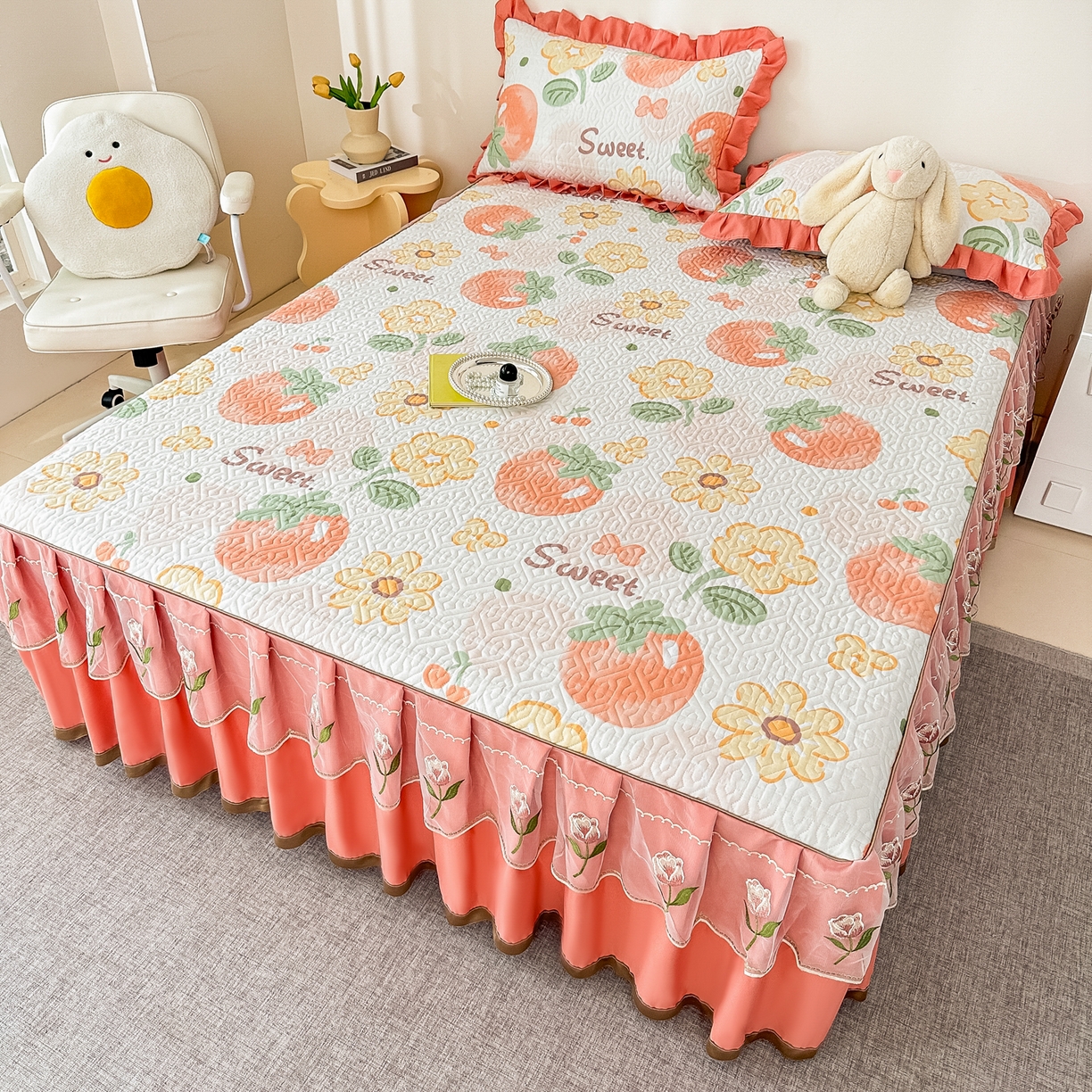 91家纺网 家纺一手货源 找家纺 手艺人家纺 2025新款全棉纯棉绗缝单床裙C02-C15 床裙单件 床裙C06