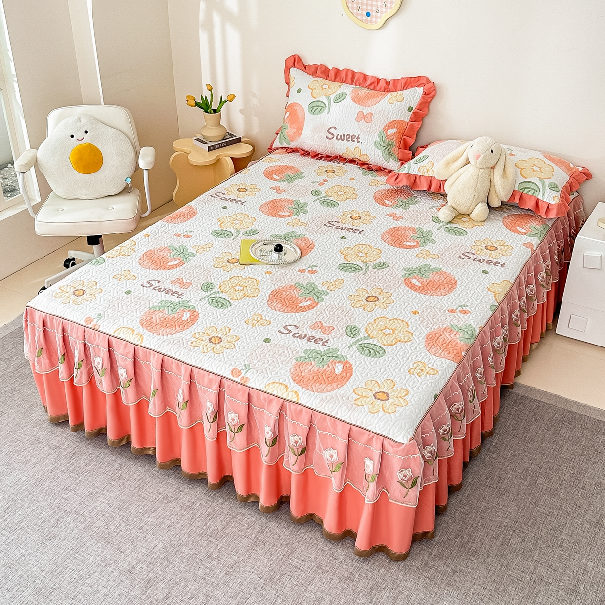 91家纺网 家纺一手货源 找家纺 手艺人家纺 2025新款全棉纯棉绗缝单床裙C02-C15 床裙单件 床裙C06