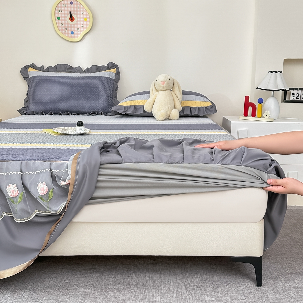 91家纺网 家纺一手货源 找家纺 手艺人家纺 2025新款全棉纯棉绗缝单床裙C02-C15 床裙单件 床裙C07