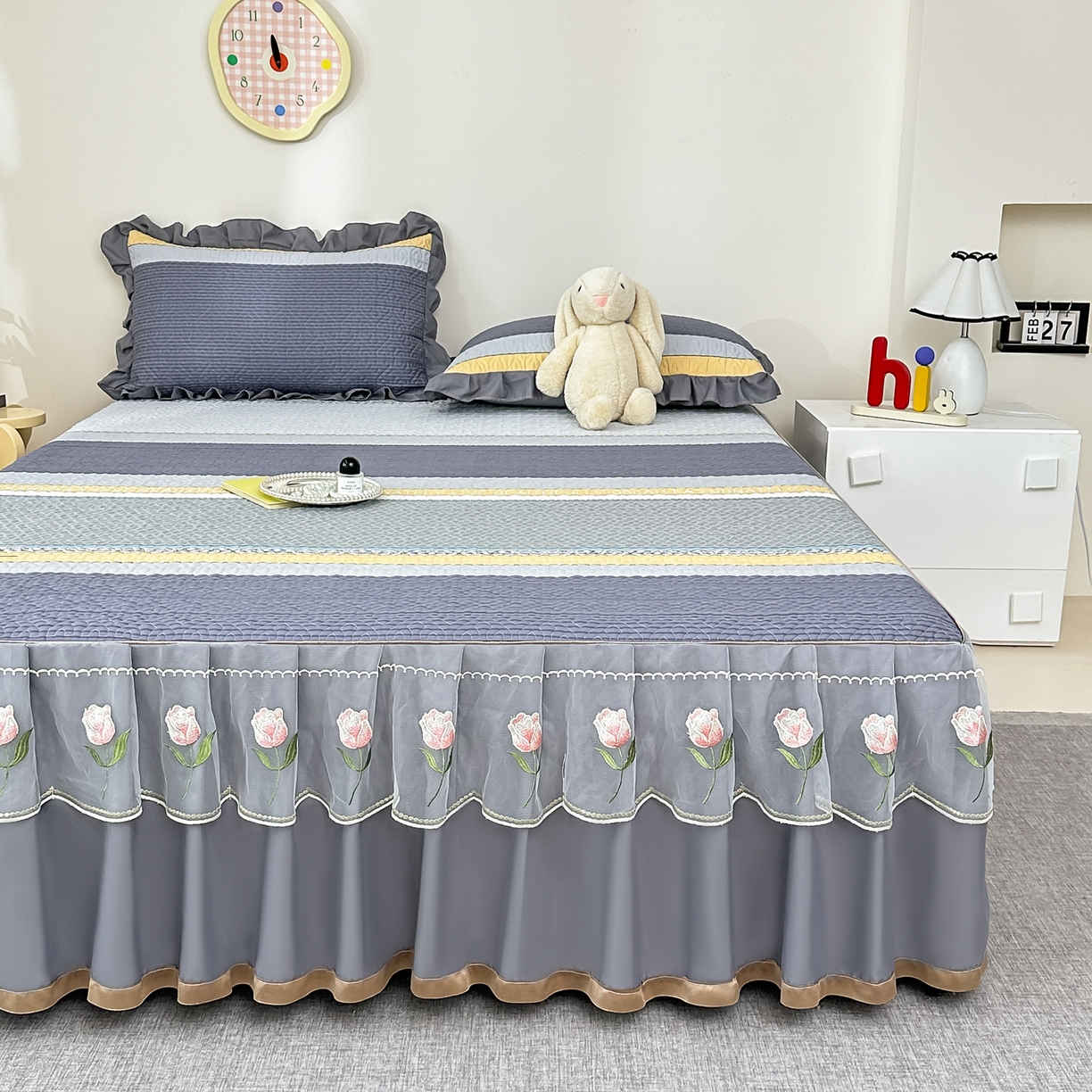 91家纺网 家纺一手货源 找家纺 手艺人家纺 2025新款全棉纯棉绗缝单床裙C02-C15 床裙单件 床裙C07