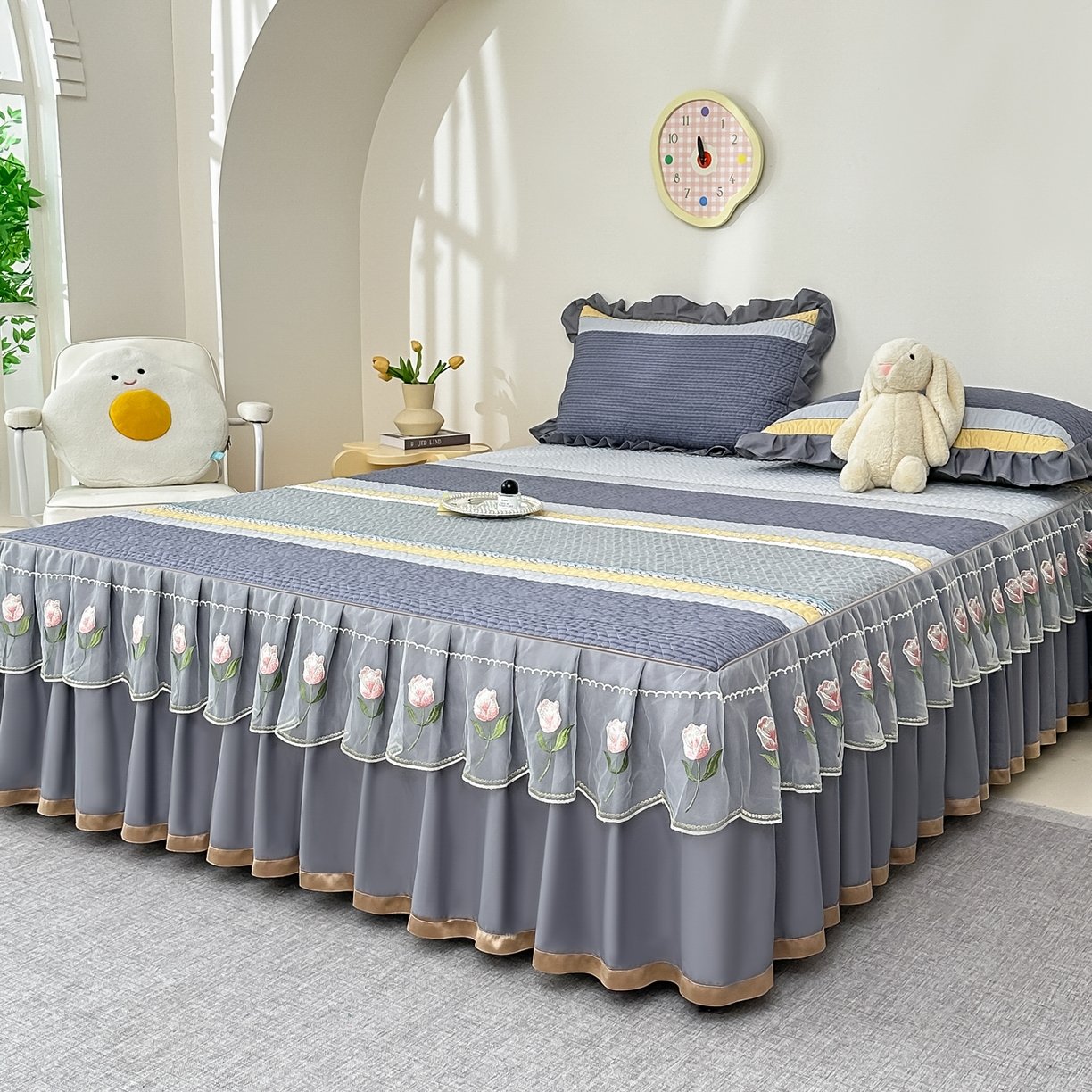 91家纺网 家纺一手货源 找家纺 手艺人家纺 2025新款全棉纯棉绗缝单床裙C02-C15 床裙单件 床裙C07