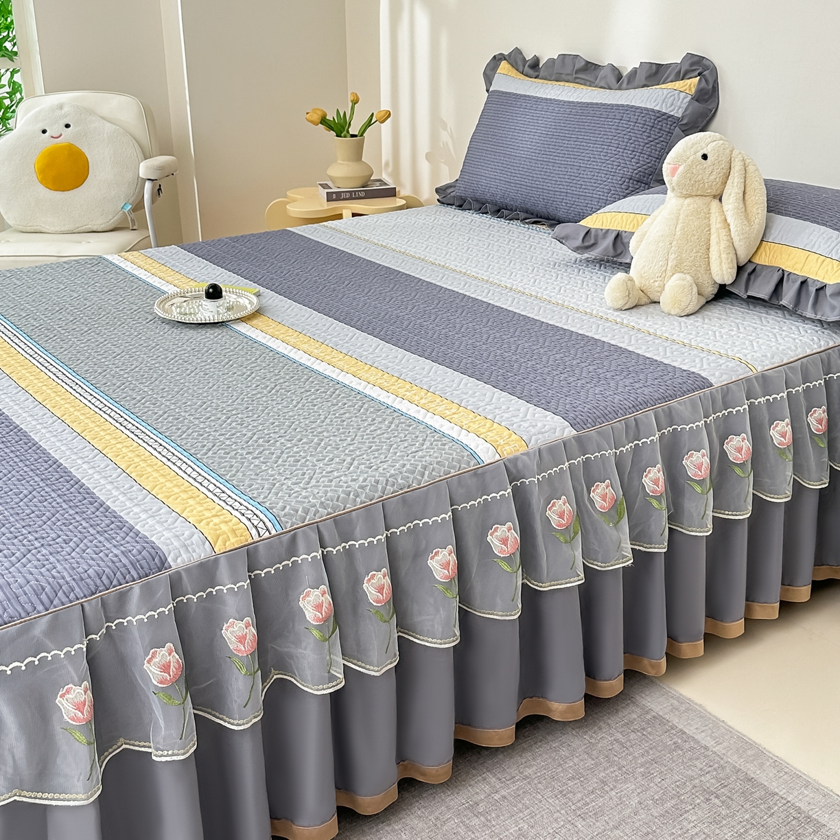 91家纺网 家纺一手货源 找家纺 手艺人家纺 2025新款全棉纯棉绗缝单床裙C02-C15 床裙单件 床裙C07