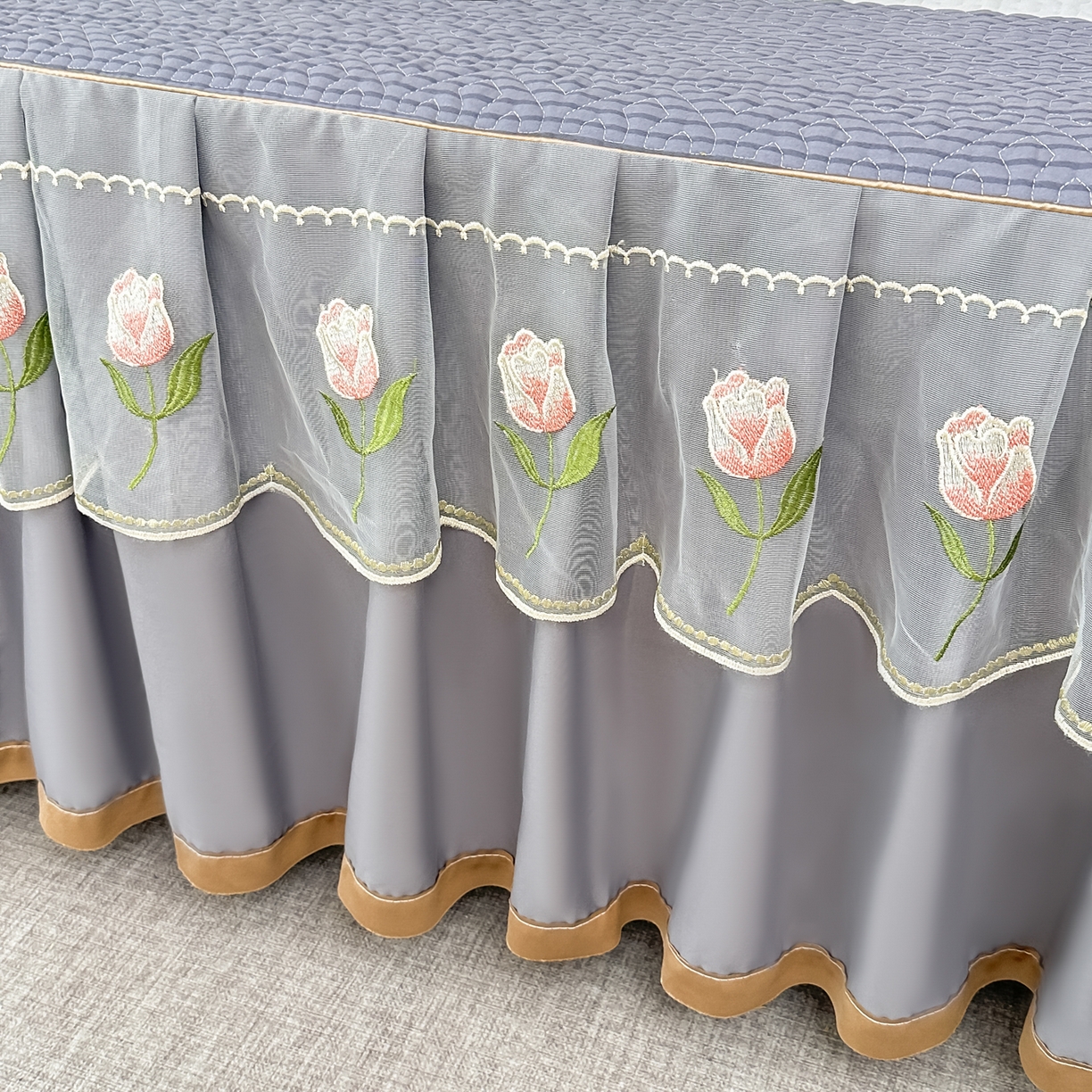 91家纺网 家纺一手货源 找家纺 手艺人家纺 2025新款全棉纯棉绗缝单床裙C02-C15 床裙单件 床裙C07