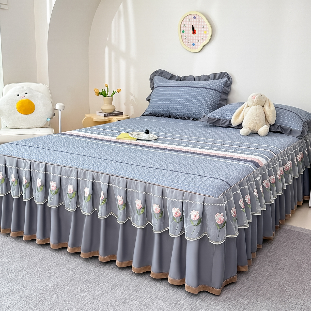 91家纺网 家纺一手货源 找家纺 手艺人家纺 2025新款全棉纯棉绗缝单床裙C02-C15 床裙单件 床裙C08