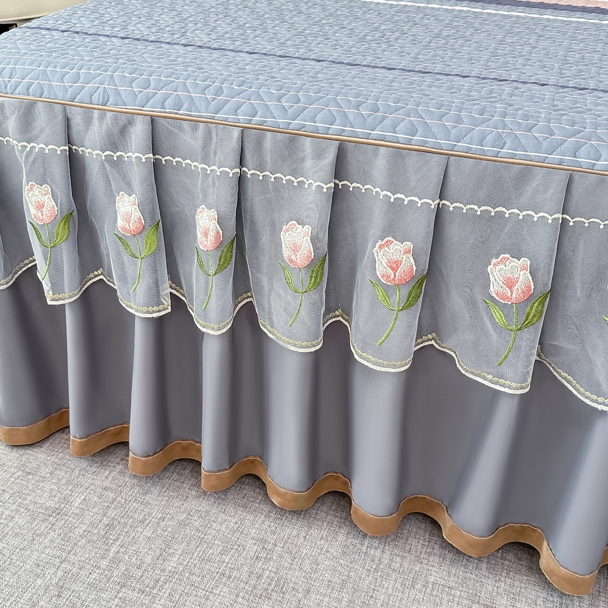 91家纺网 家纺一手货源 找家纺 手艺人家纺 2025新款全棉纯棉绗缝单床裙C02-C15 床裙单件 床裙C08