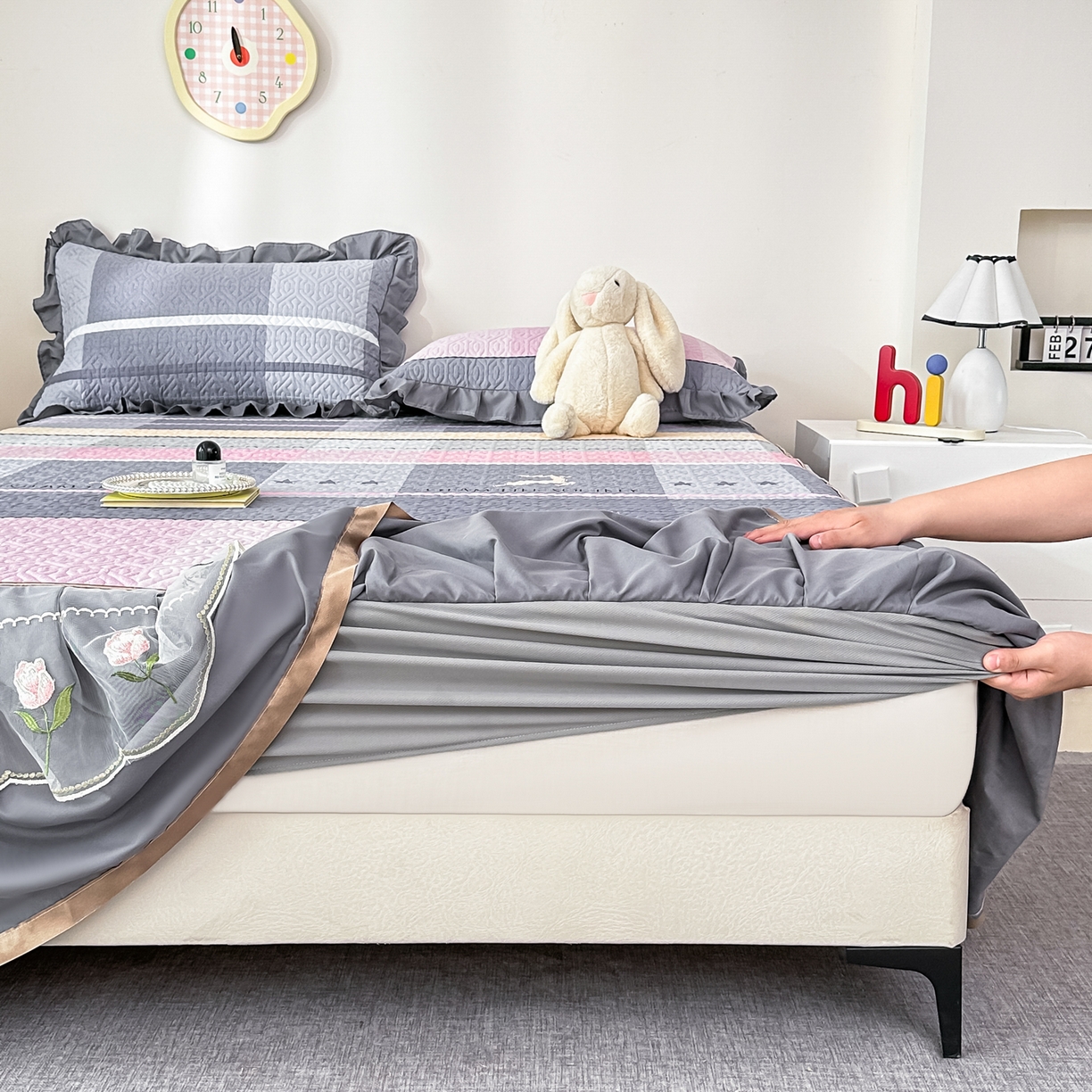 91家纺网 家纺一手货源 找家纺 手艺人家纺 2025新款全棉纯棉绗缝单床裙C02-C15 床裙单件 床裙C09