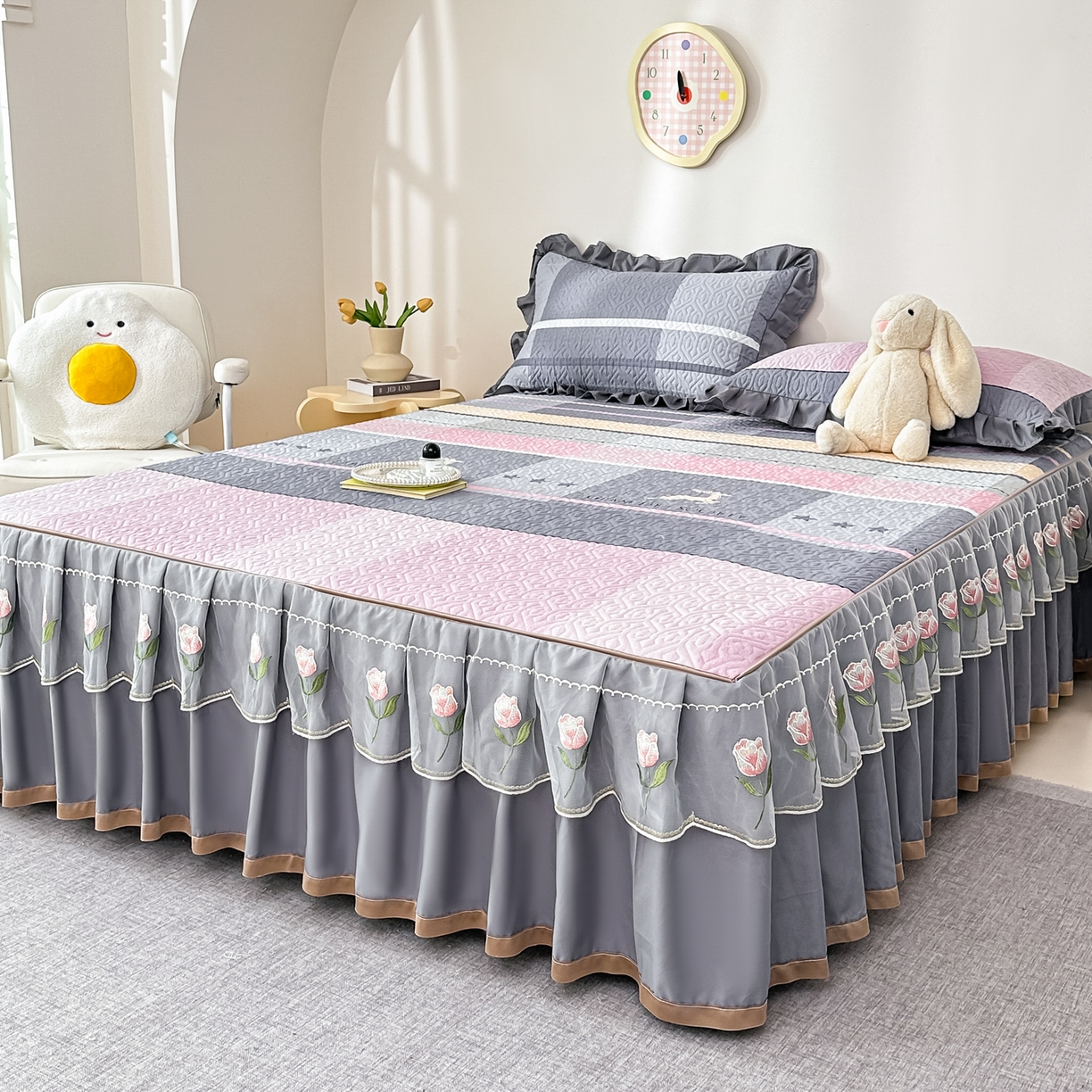 91家纺网 家纺一手货源 找家纺 手艺人家纺 2025新款全棉纯棉绗缝单床裙C02-C15 床裙单件 床裙C09