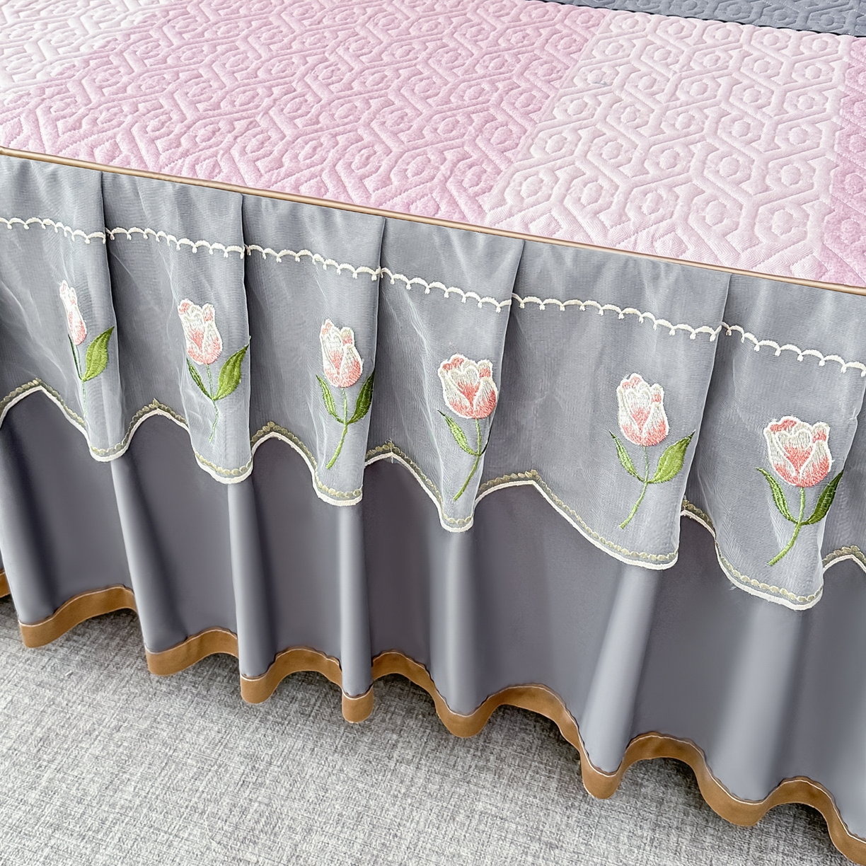 91家纺网 家纺一手货源 找家纺 手艺人家纺 2025新款全棉纯棉绗缝单床裙C02-C15 床裙单件 床裙C09