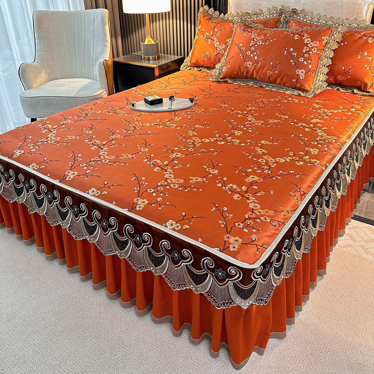 91家纺网 家纺一手货源 找家纺 （总）手艺人家纺 2025新款高精密拉链款G01单床裙 床裙单件