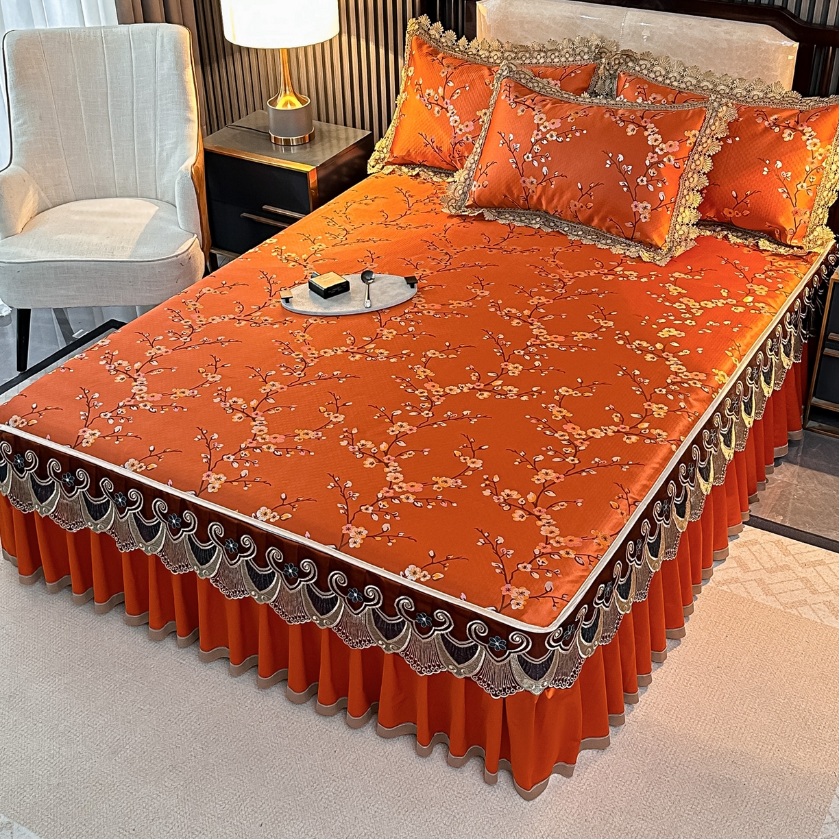 91家纺网 家纺一手货源 找家纺 （总）手艺人家纺 2025新款高精密拉链款G01单床裙 床裙单件