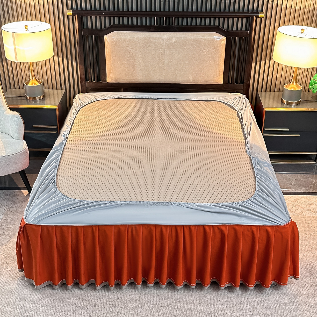 91家纺网 家纺一手货源 找家纺 （总）手艺人家纺 2025新款高精密拉链款G01单床裙 床裙单件