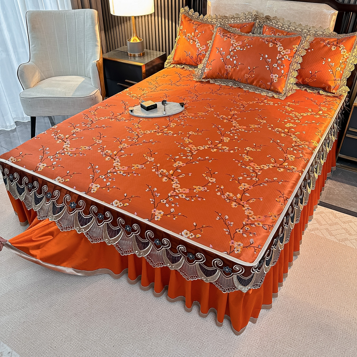 91家纺网 家纺一手货源 找家纺 （总）手艺人家纺 2025新款高精密拉链款G01单床裙 床裙单件