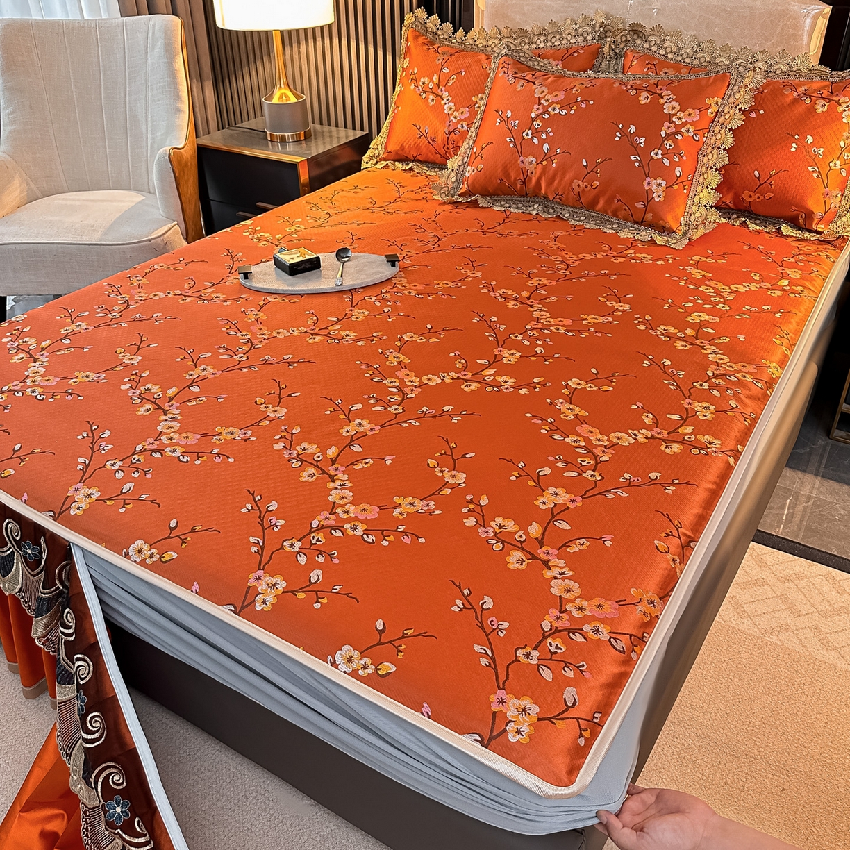 91家纺网 家纺一手货源 找家纺 （总）手艺人家纺 2025新款高精密拉链款G01单床裙 床裙单件