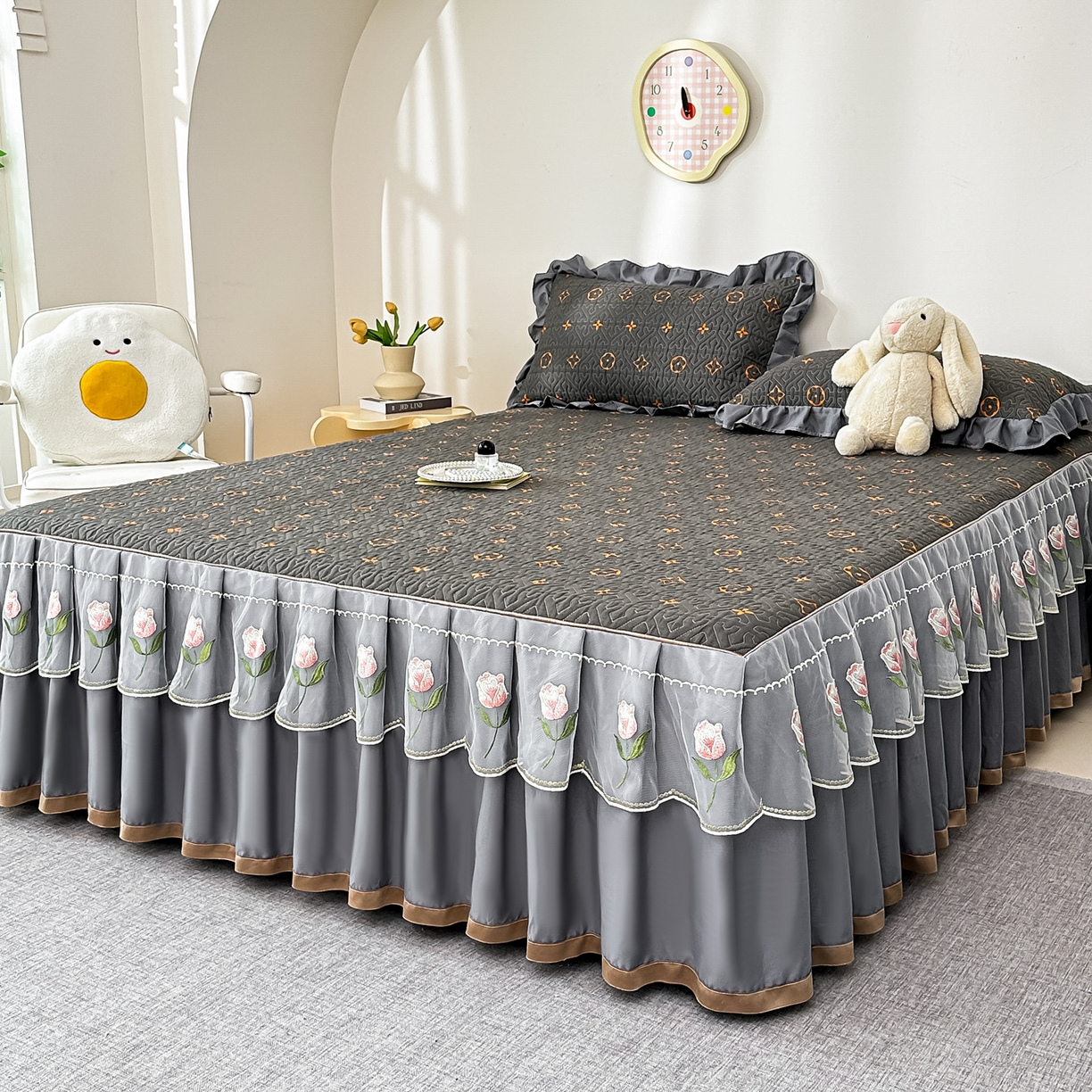 91家纺网 家纺一手货源 找家纺 手艺人家纺 2025新款全棉纯棉绗缝单床裙C02-C15 床裙单件 床裙C10