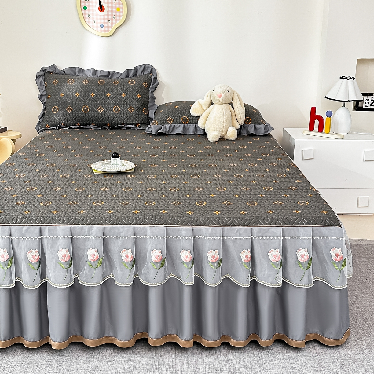 91家纺网 家纺一手货源 找家纺 手艺人家纺 2025新款全棉纯棉绗缝单床裙C02-C15 床裙单件 床裙C10