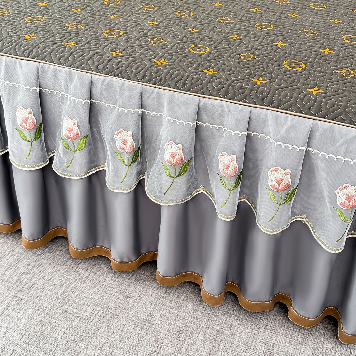 91家纺网 家纺一手货源 找家纺 手艺人家纺 2025新款全棉纯棉绗缝单床裙C02-C15 床裙单件 床裙C10