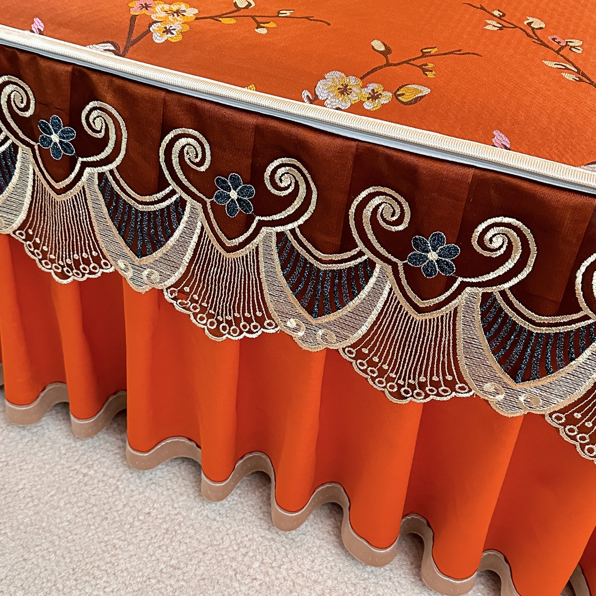 91家纺网 家纺一手货源 找家纺 手艺人家纺 2025新款高精密拉链款G01单床裙 床裙单件 床裙G01橙