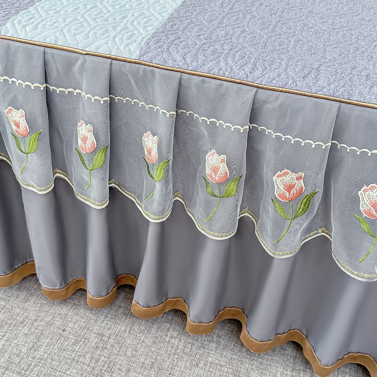 91家纺网 家纺一手货源 找家纺 手艺人家纺 2025新款全棉纯棉绗缝单床裙C02-C15 床裙单件 床裙C12