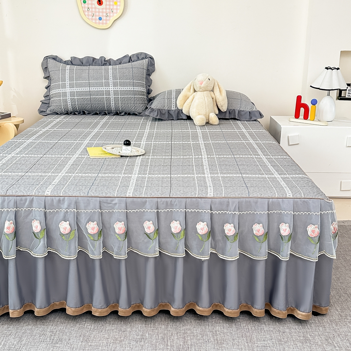 91家纺网 家纺一手货源 找家纺 手艺人家纺 2025新款全棉纯棉绗缝单床裙C02-C15 床裙单件 床裙C13